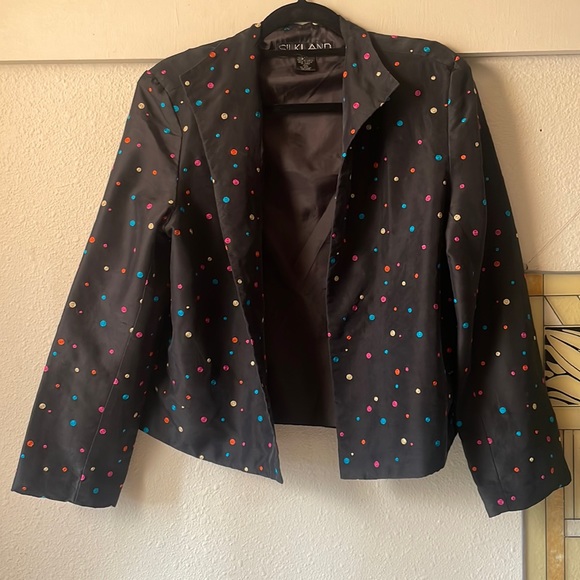 Vintage Silk Land black polka dot open front blazer - Picture 1 of 5